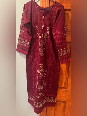 Pakistani/Indian Embroidered Maroon Ready To Wear